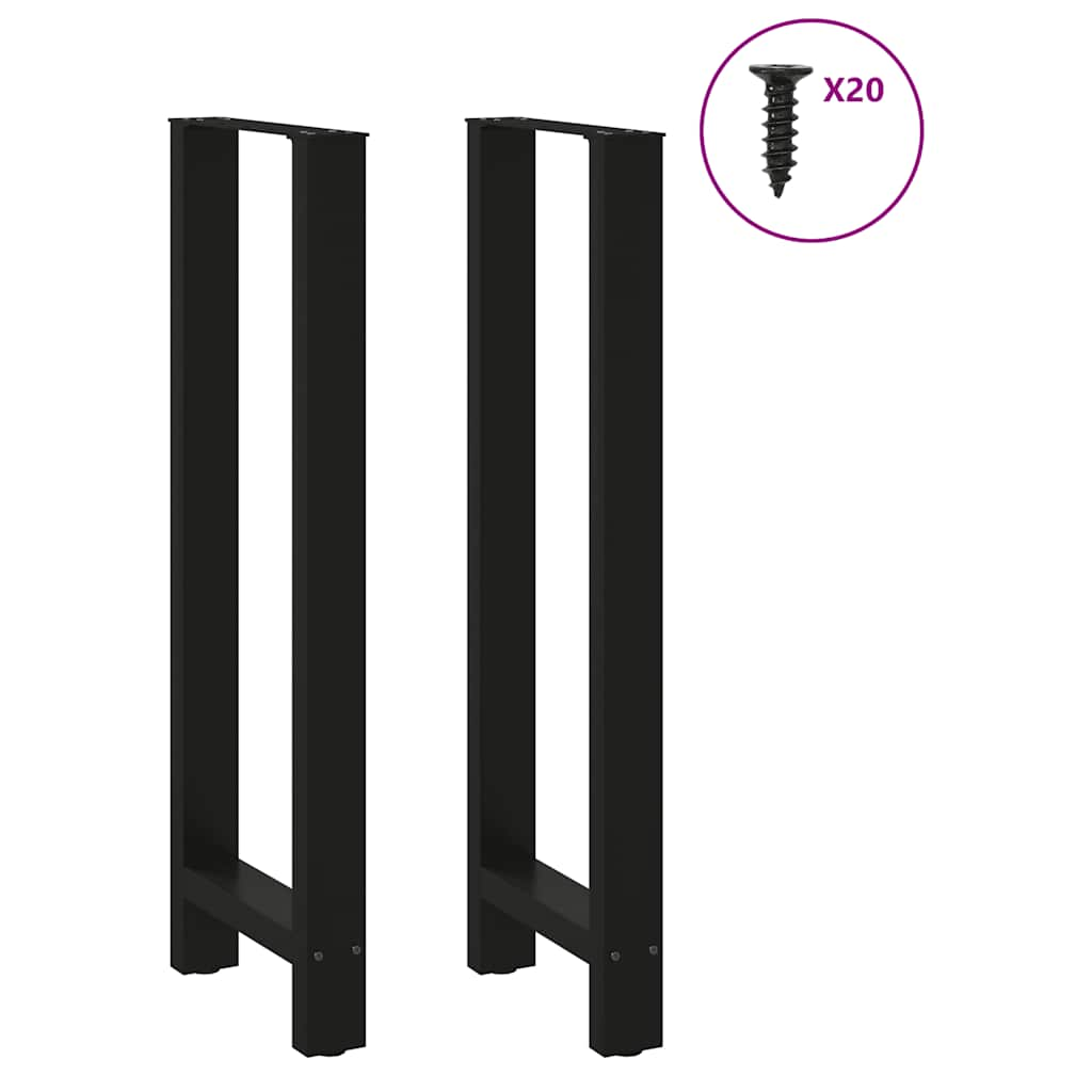 Gambe per Tavolino Nero 2 pz 40x(110-111) cm Acciaio