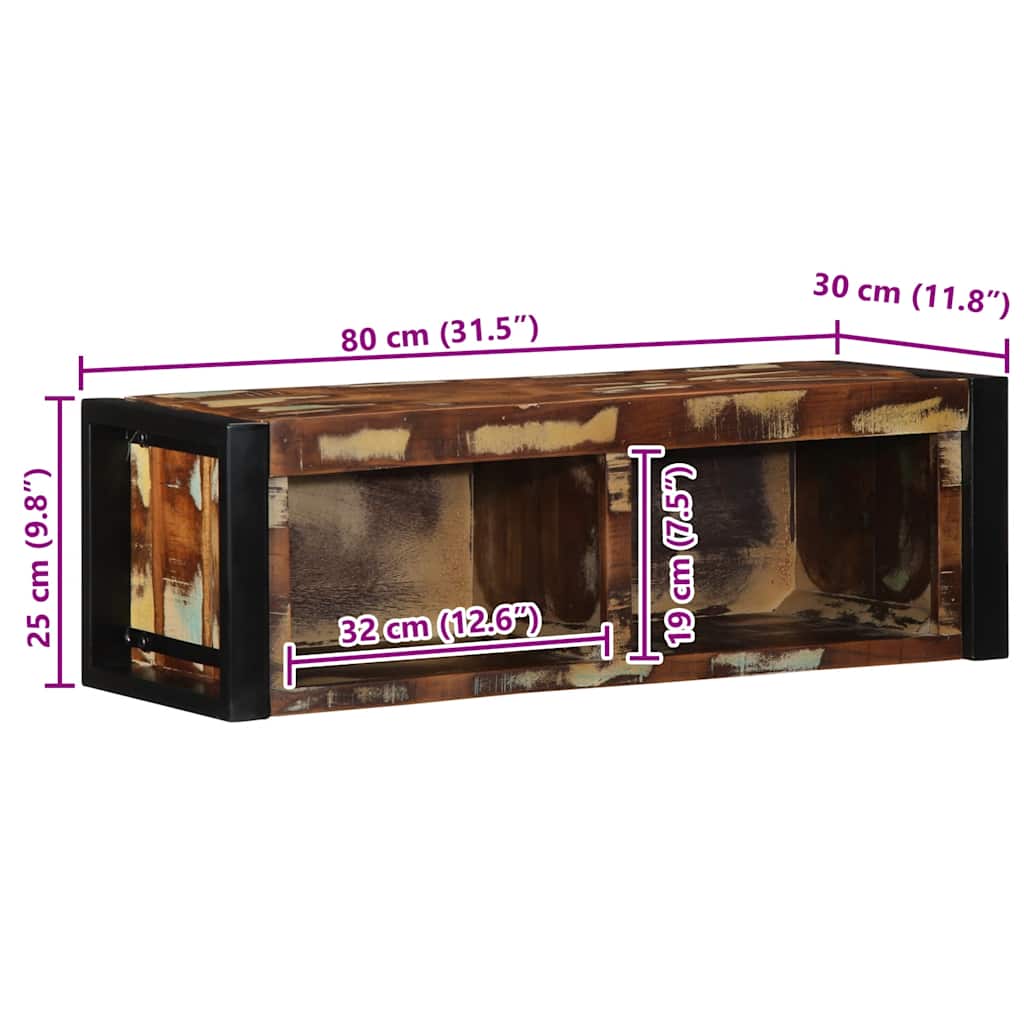 Mobile Porta TV Multicolore 80x30x25 cm Legno Massello Recupero - homemem39