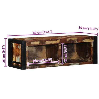 Mobile Porta TV Multicolore 80x30x25 cm Legno Massello Recupero - homemem39