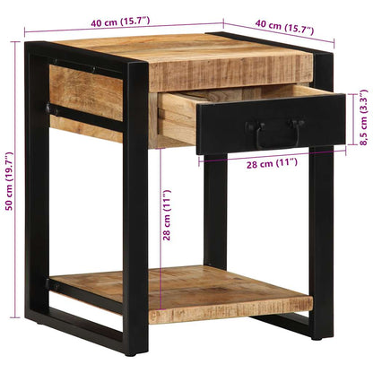 Tavolino 40x40x50 cm in Legno Grezzo Massello di Mango | homemem39