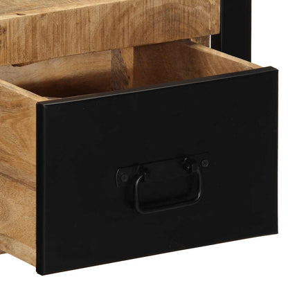 Comodino 40x35x25 cm in Legno Grezzo Massello di Mango - homemem39