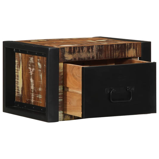 Comodino Multicolore 40x35x25 cm in Legno Massello Recupero