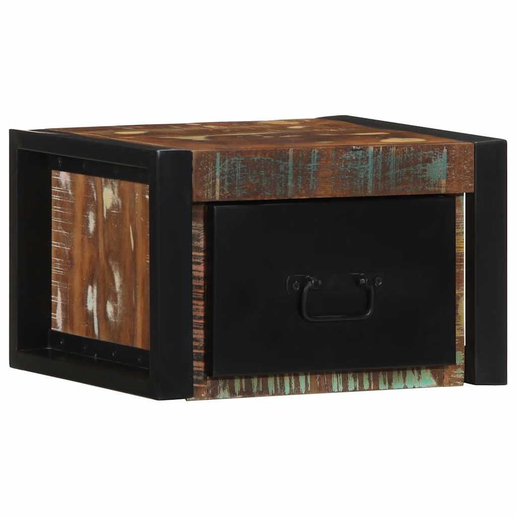 Comodino Multicolore 40x35x25 cm in Legno Massello Recupero