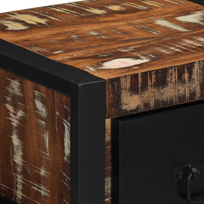 Comodino Multicolore 40x35x25 cm in Legno Massello Recupero