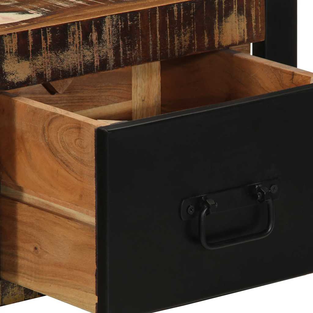 Comodino Multicolore 40x35x25 cm in Legno Massello Recupero | homemem39