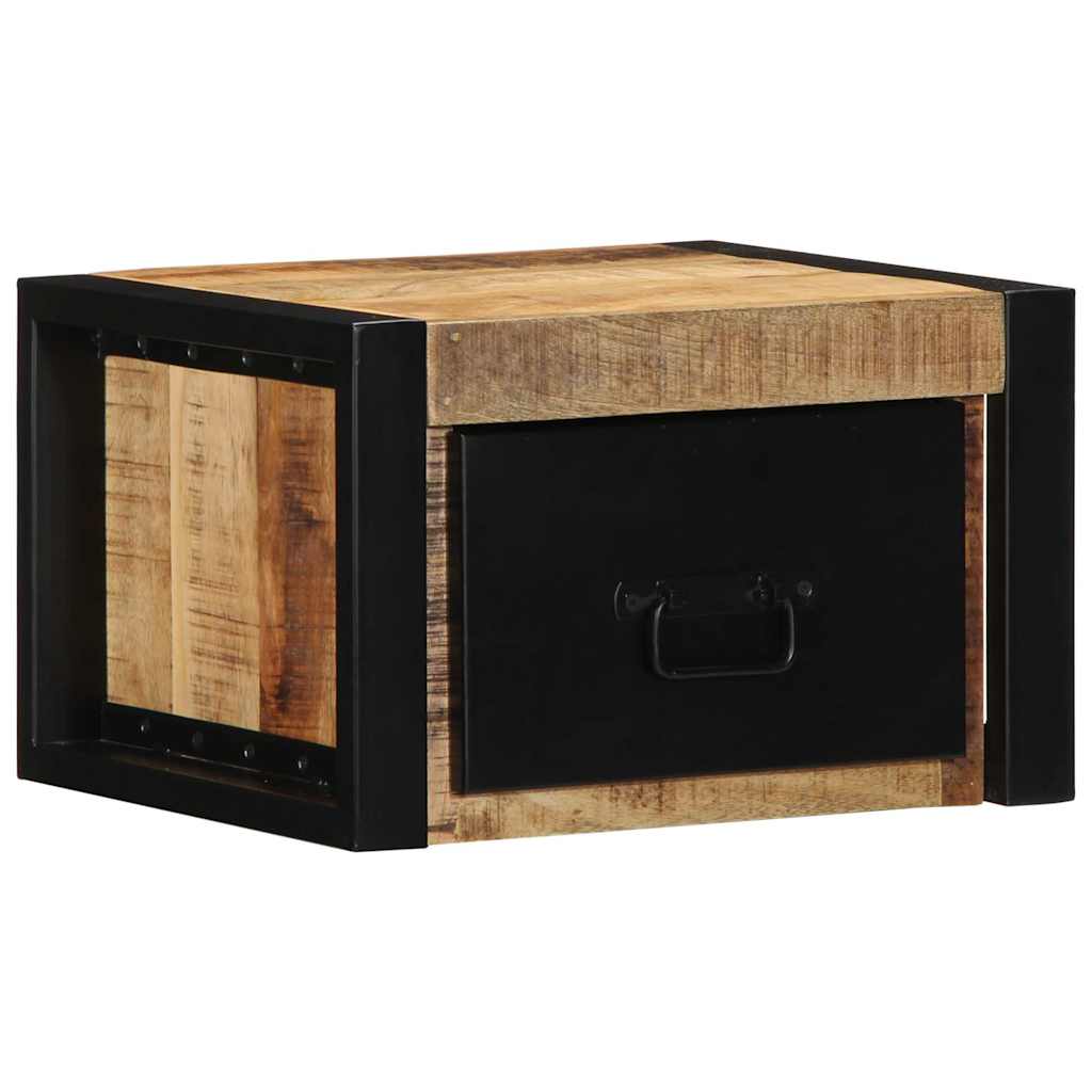 Comodini 2 pz 40x35x25 cm in Legno Massello di Mango Grezzo - homemem39