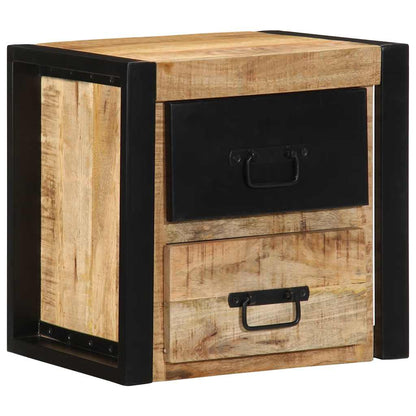 Comodini 2 pz 40x35x40 cm in Legno Massello di Mango Grezzo | homemem39
