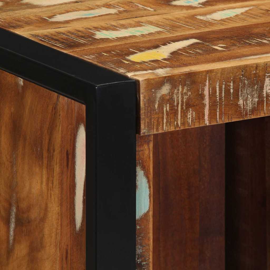 Comodino Multicolore 40x35x40 cm in Legno Massello Recupero | homemem39