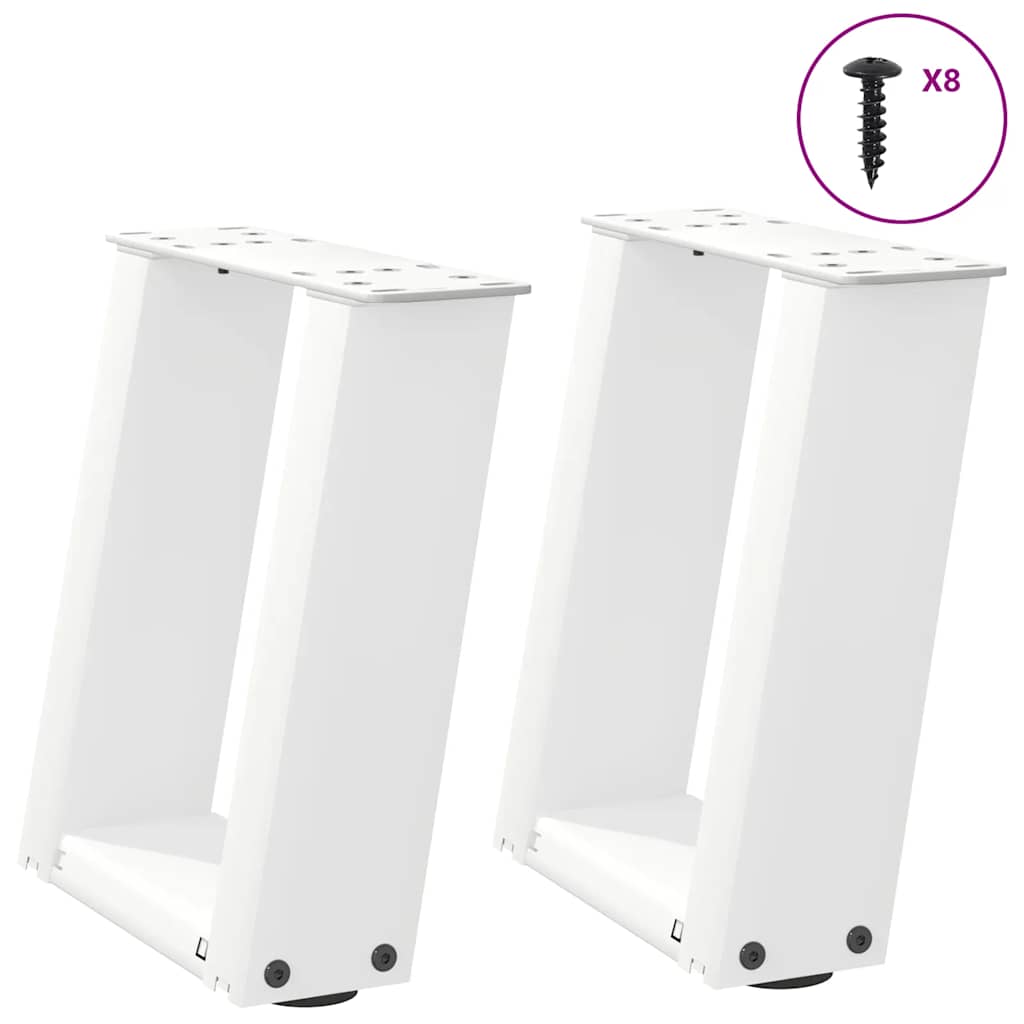 Gambe Tavolino da Caffè a U 2 pz Bianco 30x(30-31)cm in Acciaio