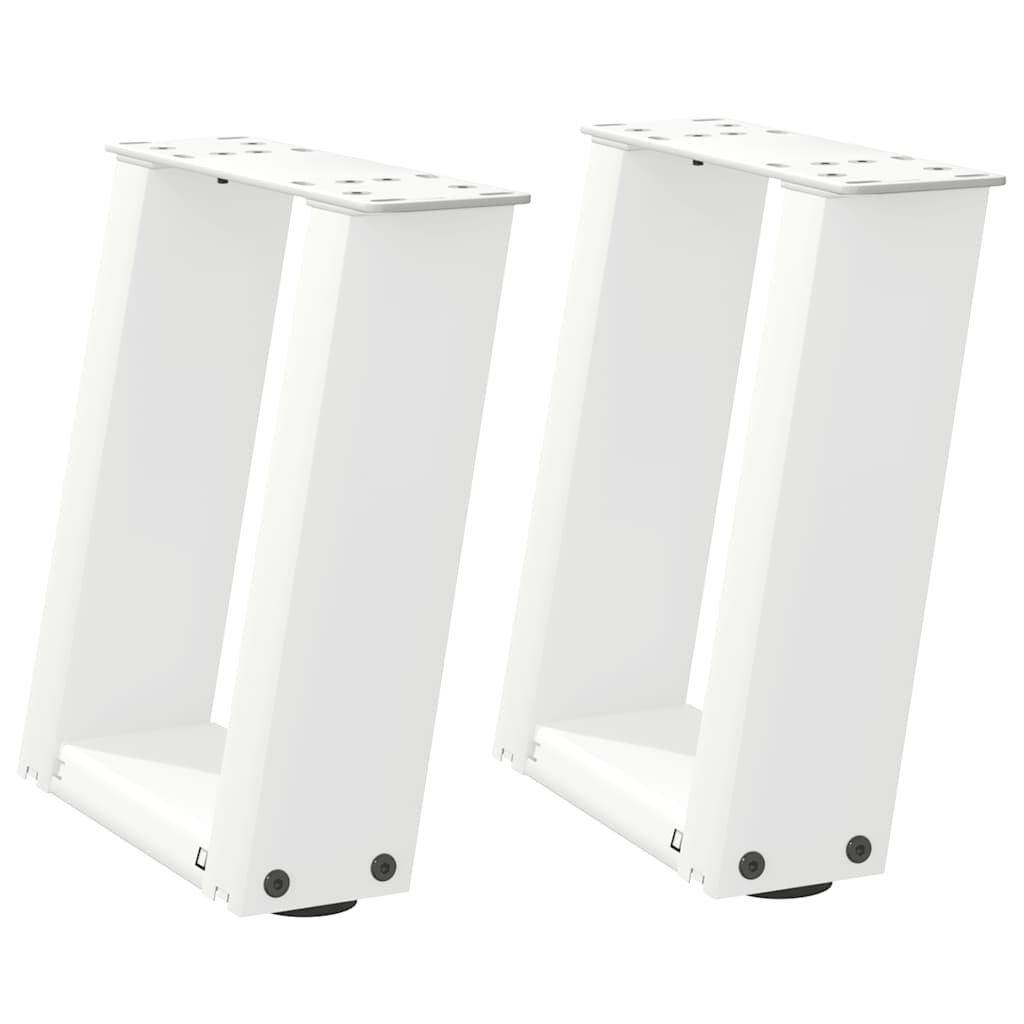 Gambe per Tavolino da Caffè a Forma di U 2 pz Bianche 30x(30-31) cm Acciaio