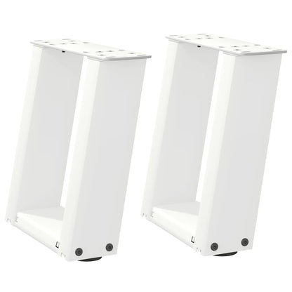 Gambe per Tavolino da Caffè a Forma di U 2 pz Bianche 30x(30-31) cm Acciaio