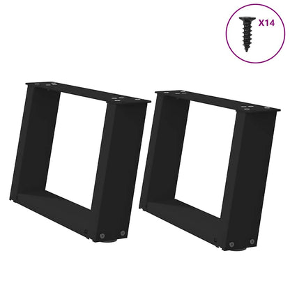 Gambe Tavolino da Caffè a U 2 pz Nero 40x(30-31) cm in Acciaio