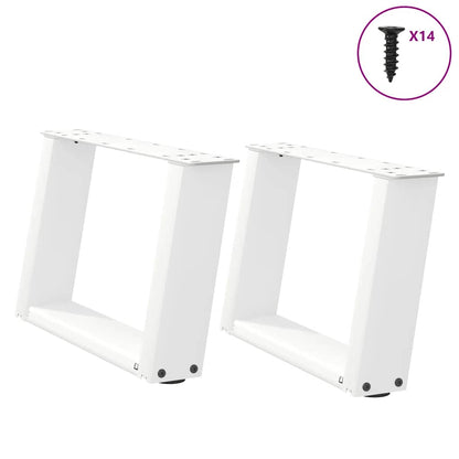 Gambe Tavolino da Caffè a U 2 pz Bianco 40x(30-31)cm in Acciaio