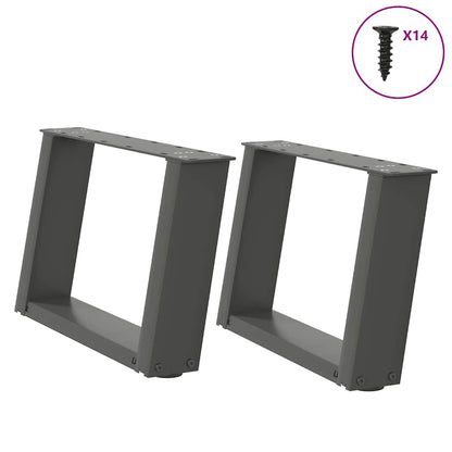 Gambe Tavolino Caffè a U 2 pz Antracite 40x(30-31)cm in Acciaio