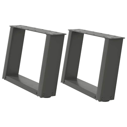 Gambe per Tavolino da Caffè forma U 2 pz Antracite 40x(30-31)cm