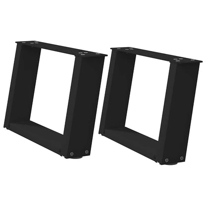 Gambe per Tavolino da Caffè a Forma di U 2 pz Nere 50x(30-31)cm