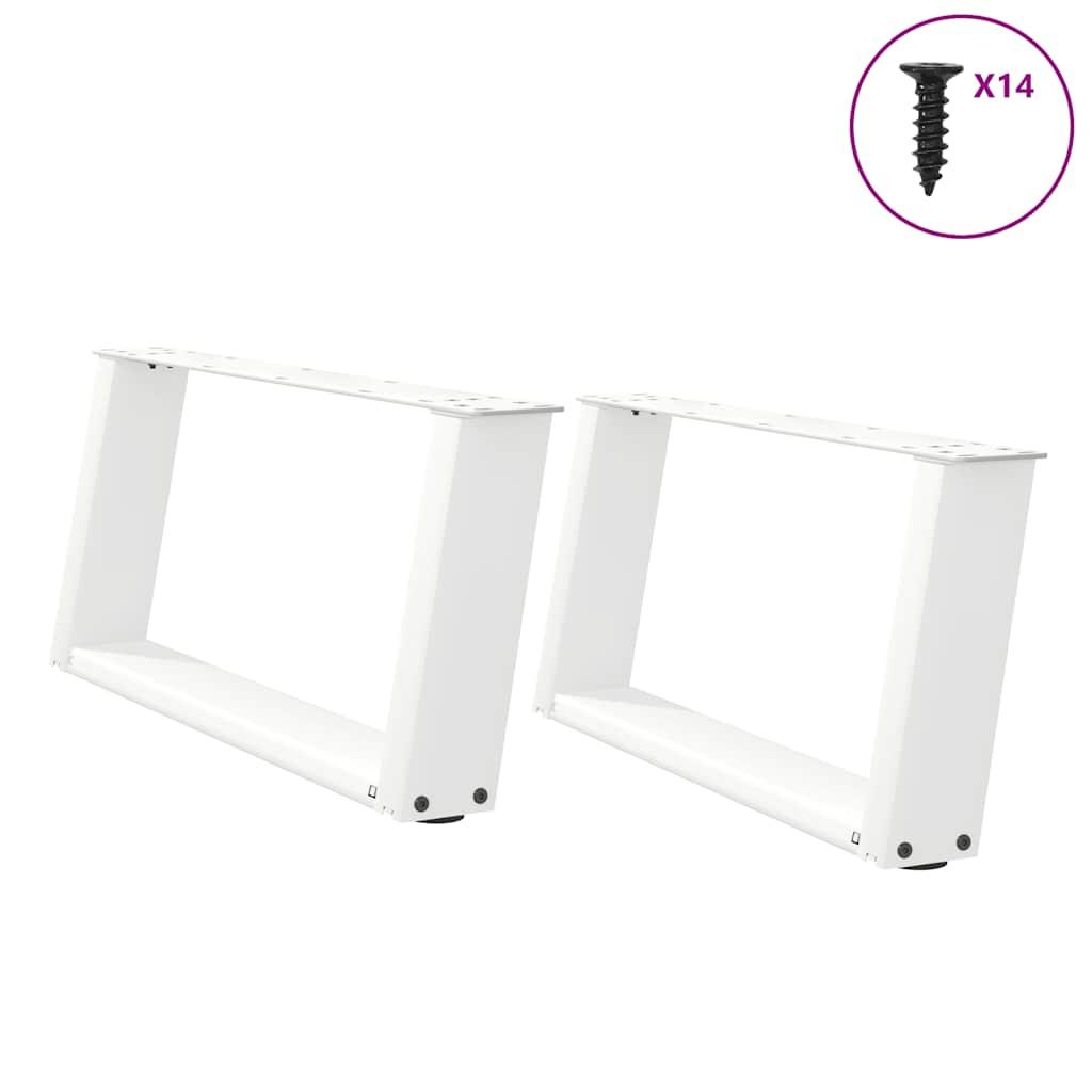 Gambe Tavolino da Caffè a U 2 pz Bianco 60x(30-31)cm in Acciaio