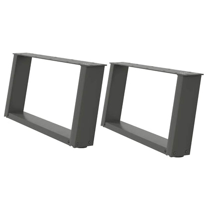 Gambe per Tavolino da Caffè forma U 2 pz Antracite 60x(30-31)cm