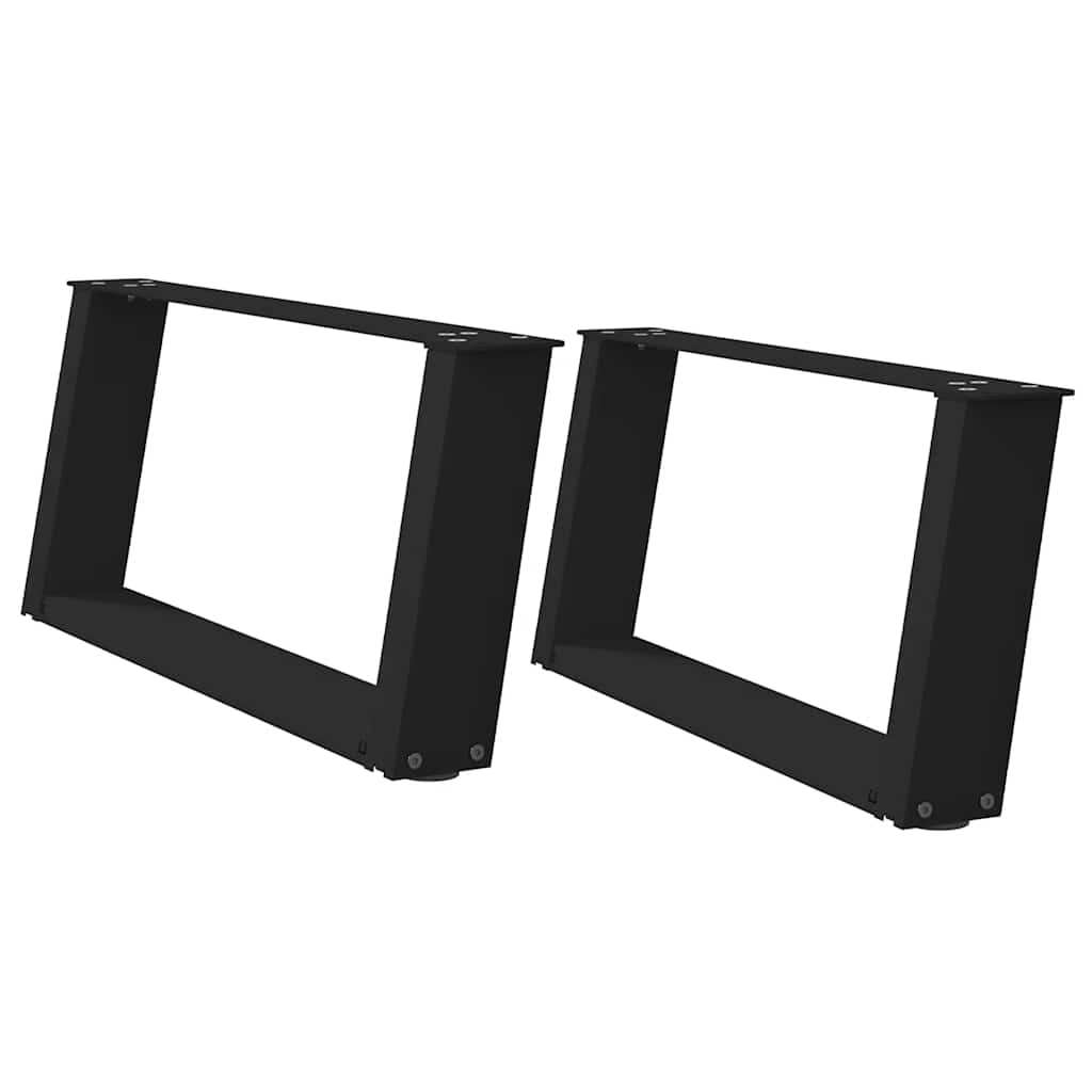 Gambe per Tavolino da Caffè a Forma di U 2 pz Nere 70x(30-31)cm