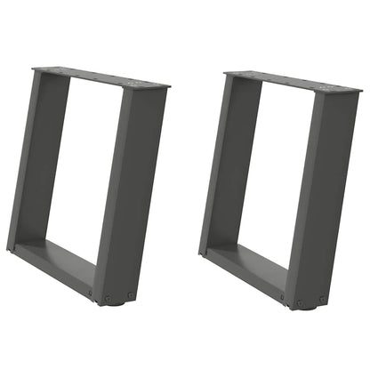 Gambe per Tavolino da Caffè forma U 2 pz Antracite 50x(42-43)cm