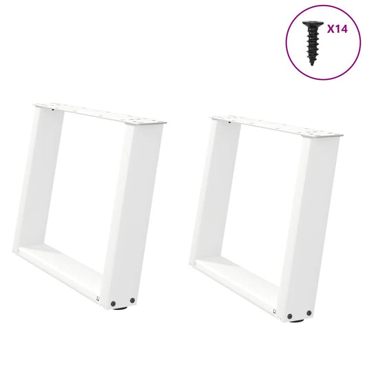 Gambe Tavolino Caffè a U 2 pz Bianco 60x(42-43) cm Acciaio