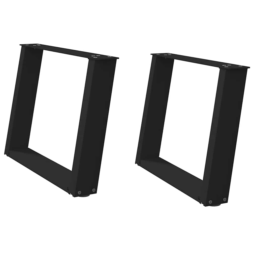 Gambe per Tavolino da Caffè a Forma di U 2 pz Nere 70x(42-43)cm