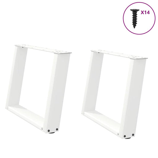 Gambe Tavolino Caffè a U 2 pz Bianco 70x(42-43) cm Acciaio