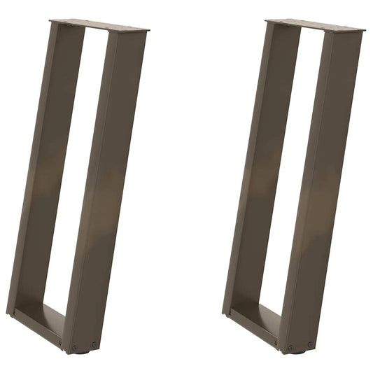 Gambe per tavolo consolle a forma di U 2 pz in acciaio naturale 28x(72-73) cm | homemem39