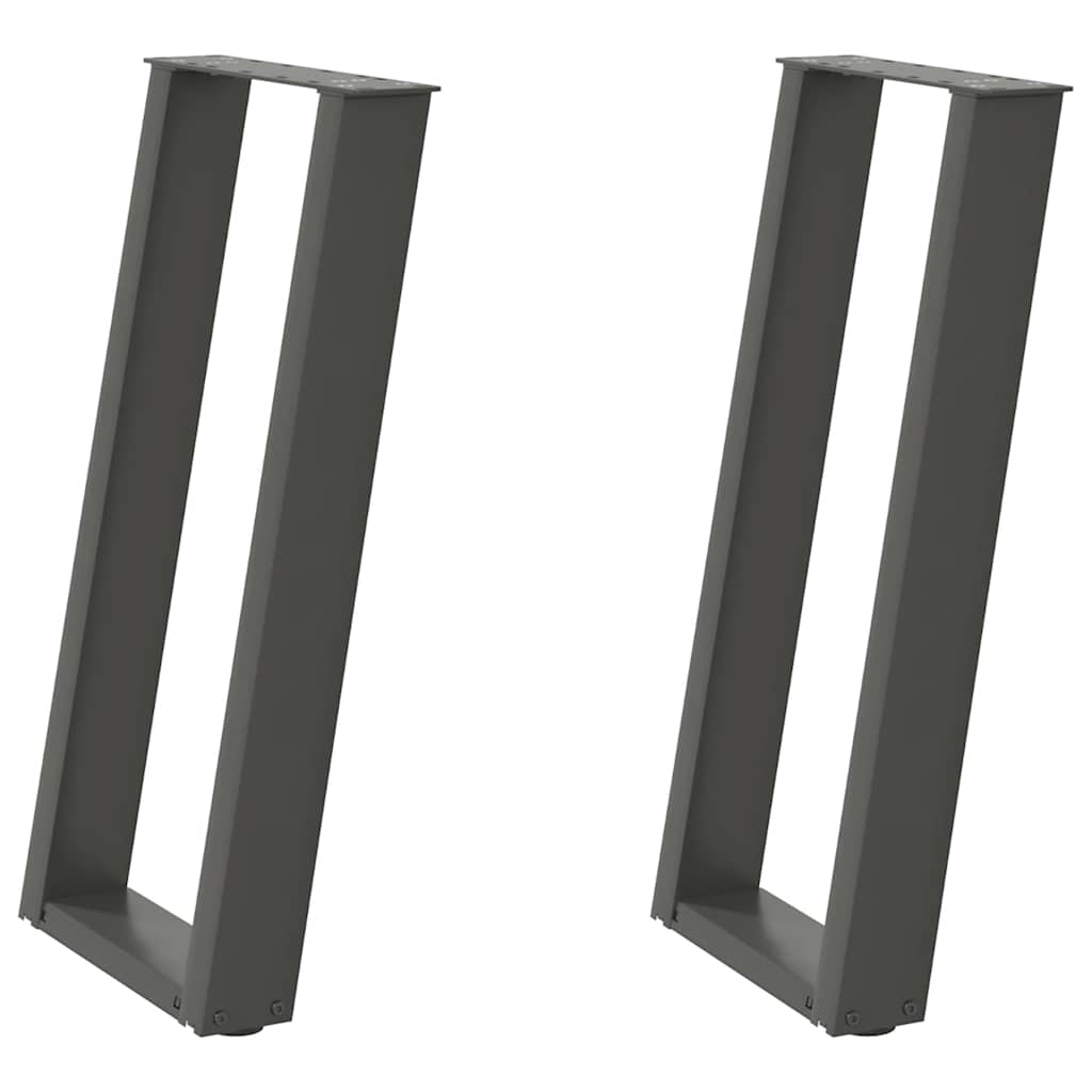Gambe per tavolo consolle forma U 2 pz Antracite 38x(72-73) cm