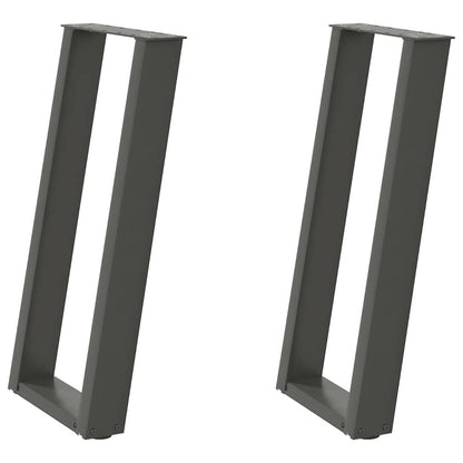 Gambe per tavolo consolle forma U 2 pz Antracite 38x(72-73) cm