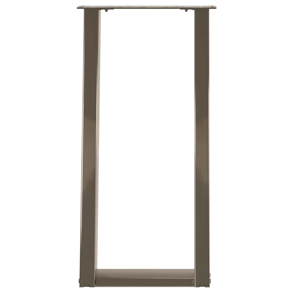 Gambe per tavolo consolle a forma di U 2 pz in acciaio naturale 38x(72-73) cm