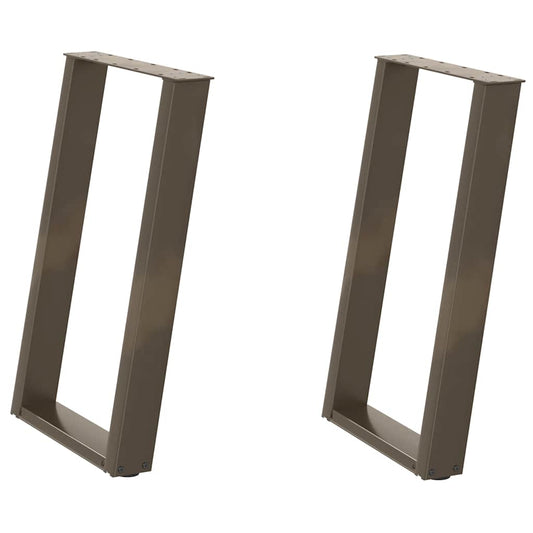 Gambe per tavolo da pranzo a forma di U 2 pz in acciaio naturale 50x(72-73) cm | homemem39