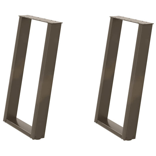 Gambe per tavolo da pranzo a forma di U 2 pz in acciaio naturale 60x(72-73) cm | homemem39