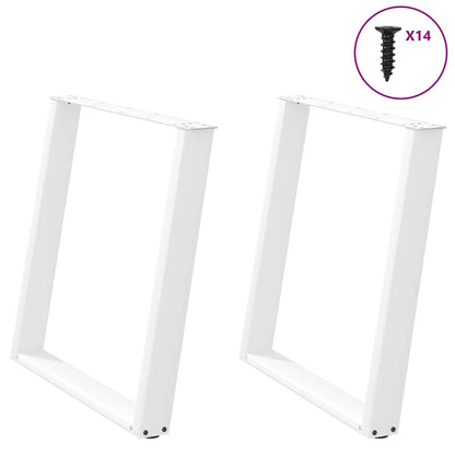 Gambe Tavolo Pranzo a U 2 pz Bianco 70x(72-73) cm Acciaio