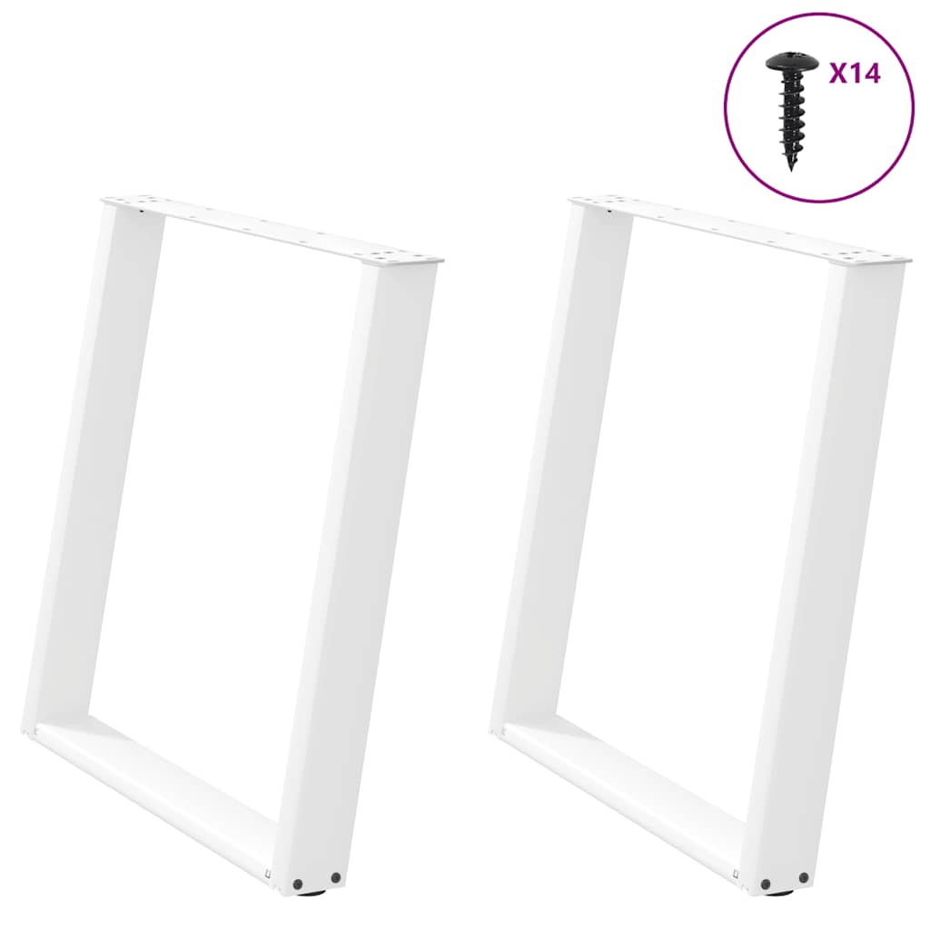 Gambe Tavolo Pranzo a U 2 pz Bianco 80x(72-73) cm Acciaio