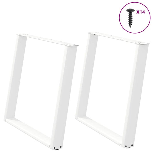 Gambe Tavolo Pranzo a U 2 pz Bianco 90x(72-73)cm Acciaio