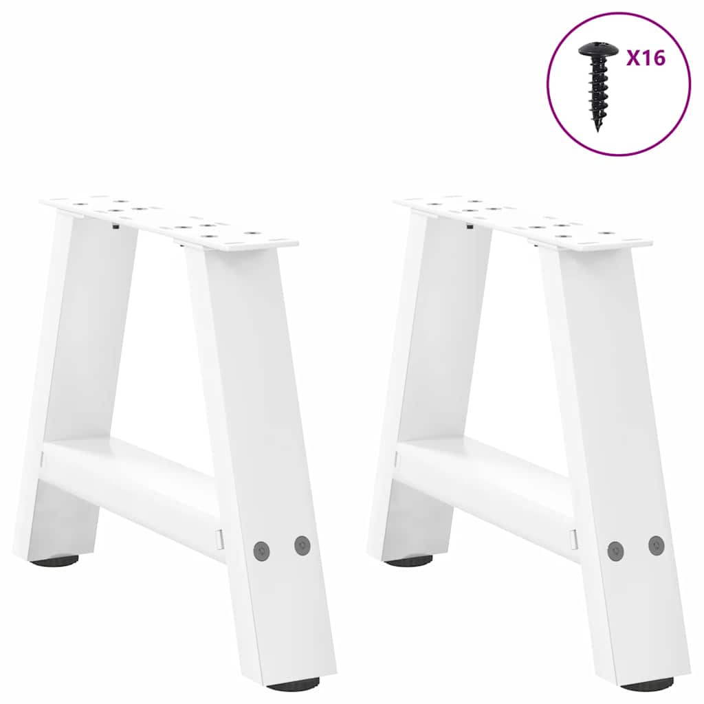 Gambe Tavolino da Caffè a A 2 pz Bianco 30x(30-31)cm in Acciaio