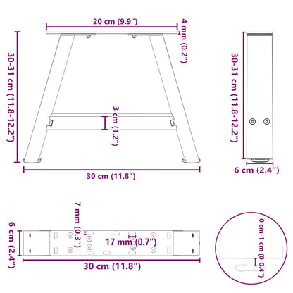 Gambe Tavolino Caffè a A 2 pz Antracite 30x(30-31)cm in Acciaio