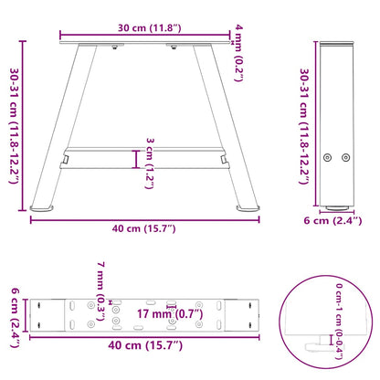 Gambe Tavolino da Caffè a A 2 pz Nero 40x(30-31) cm in Acciaio