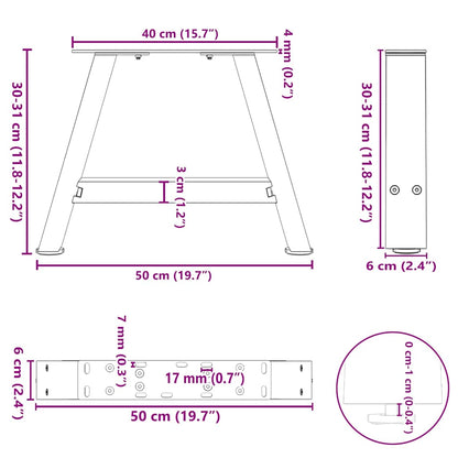 Gambe Tavolino da Caffè a A 2 pz Nero 50x(30-31) cm in Acciaio