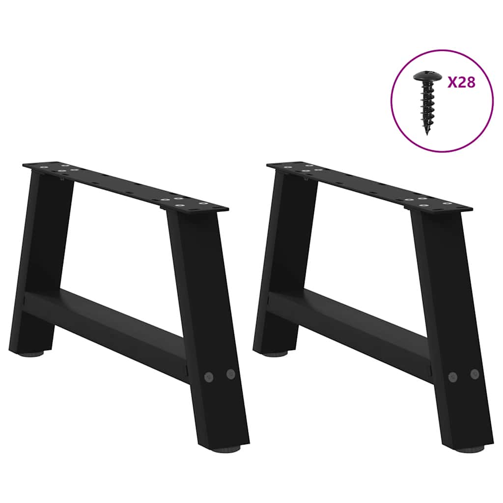 Gambe Tavolino da Caffè a A 2 pz Nero 60x(30-31) cm in Acciaio