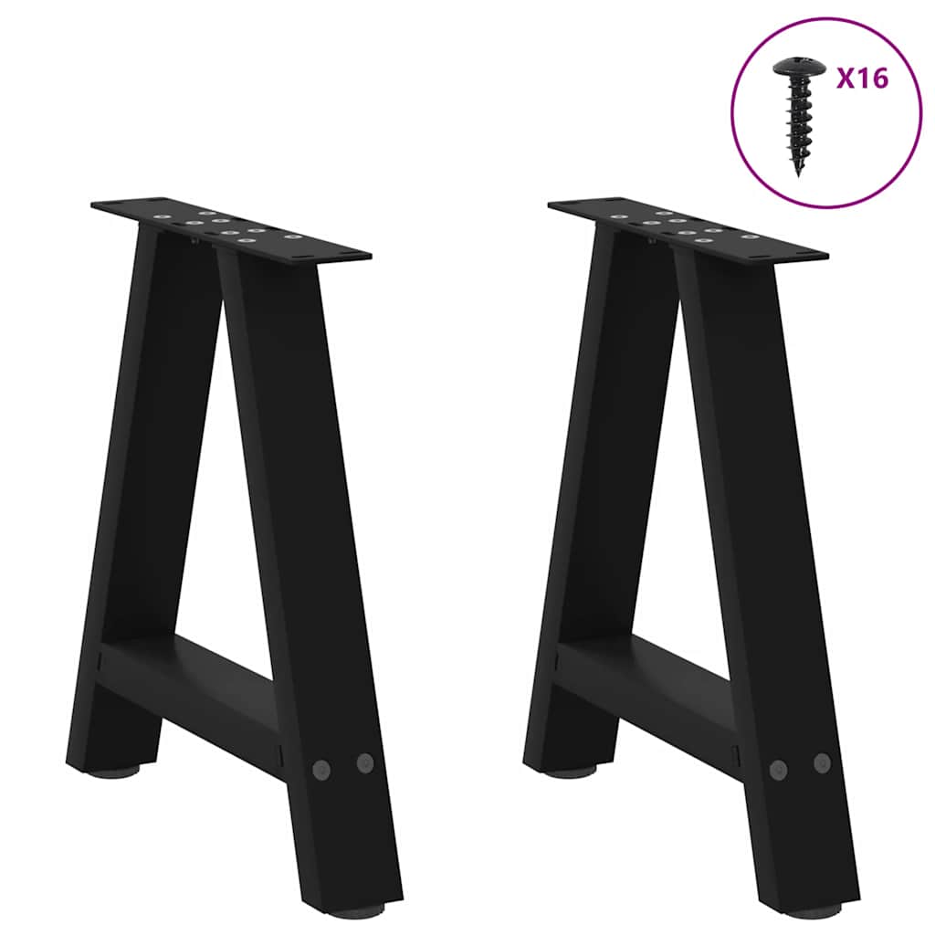 Gambe per Tavolino da Caffè a Forma di A 2 pz Nere 38x(42-43)cm