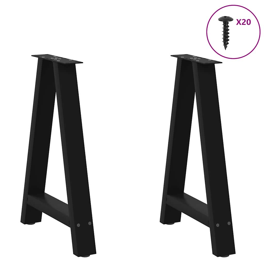 Gambe Tavolino da Caffè a A 2 pz Nero 50x(72-73) cm in Acciaio