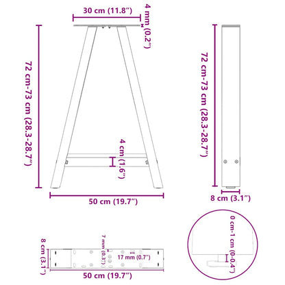 Gambe Tavolino da Caffè a A 2 pz Nero 50x(72-73) cm in Acciaio