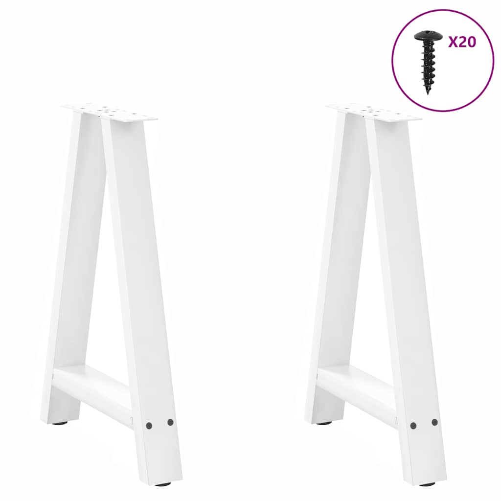 Gambe per tavolo da pranzo forma A 2 pz bianche 50x(72-73) cm