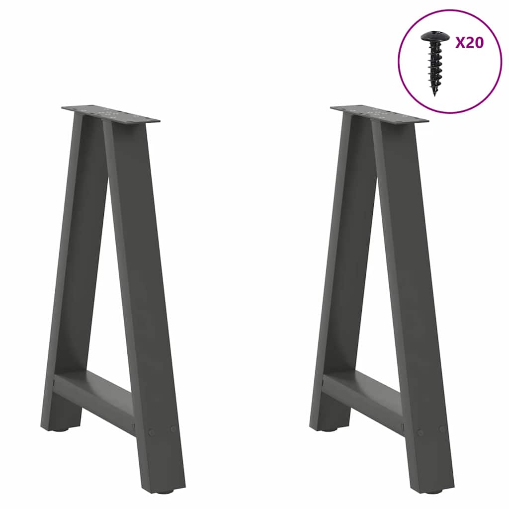 Gambe Tavolino Caffè a A 2 pz Antracite 50x(72-73)cm in Acciaio