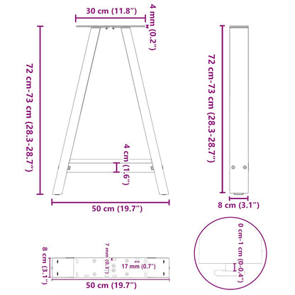 Gambe Tavolino Caffè a A 2 pz Antracite 50x(72-73)cm in Acciaio