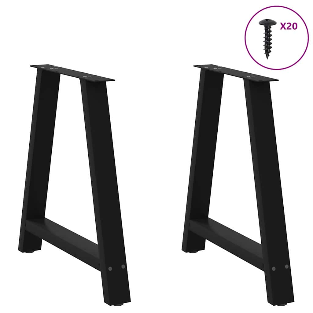 Gambe Tavolino da Caffè a A 2 pz Nero 70x(72-73) cm in Acciaio