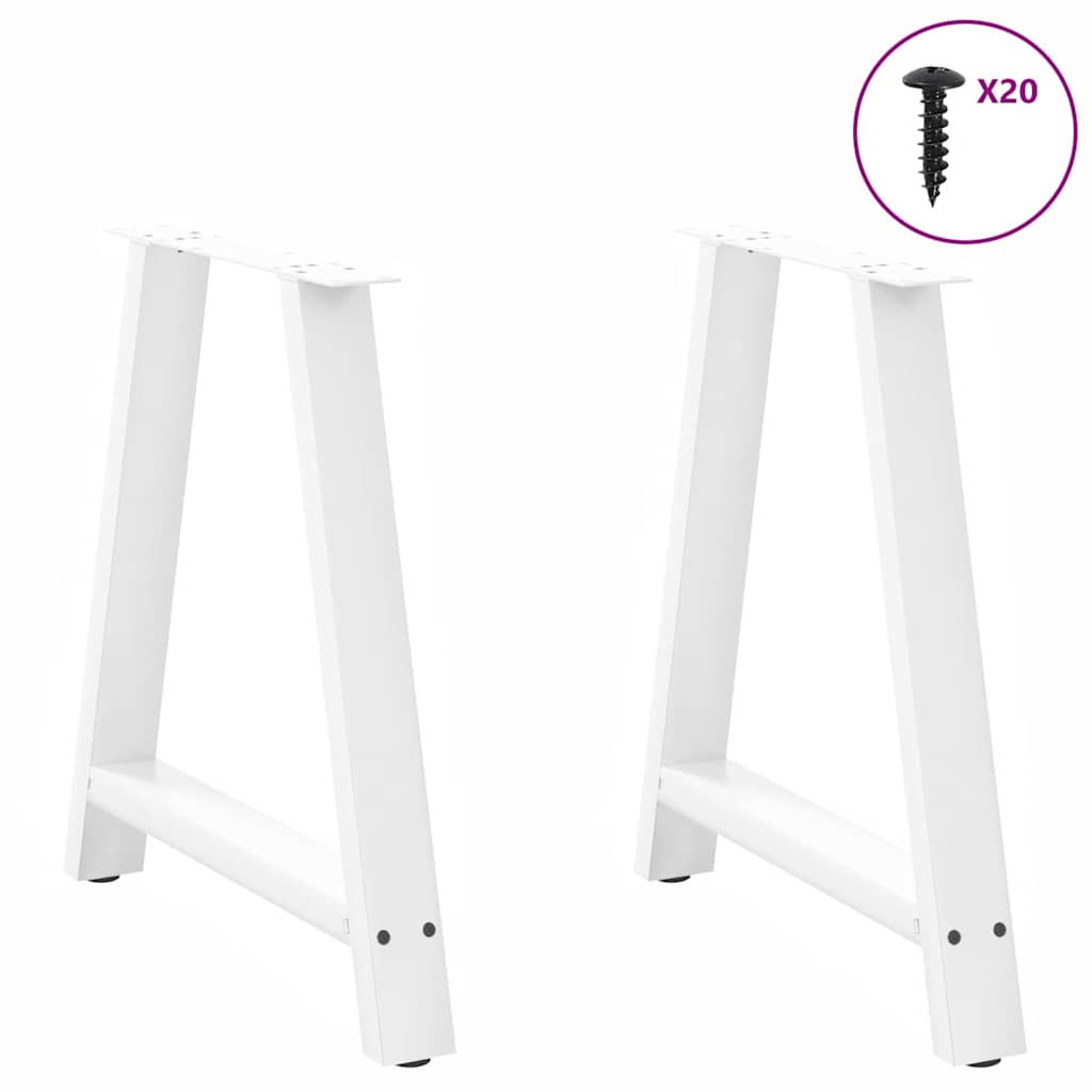 Gambe per tavolo da pranzo forma A 2 pz bianche 70x(72-73) cm
