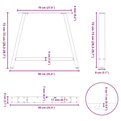 Gambe per tavolo da pranzo a forma di A 2 pz nere 90x(72-73) cm